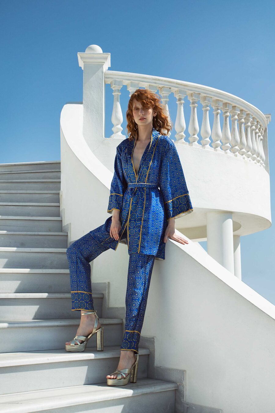 Apollo Blue Kimono jacket & pantalone