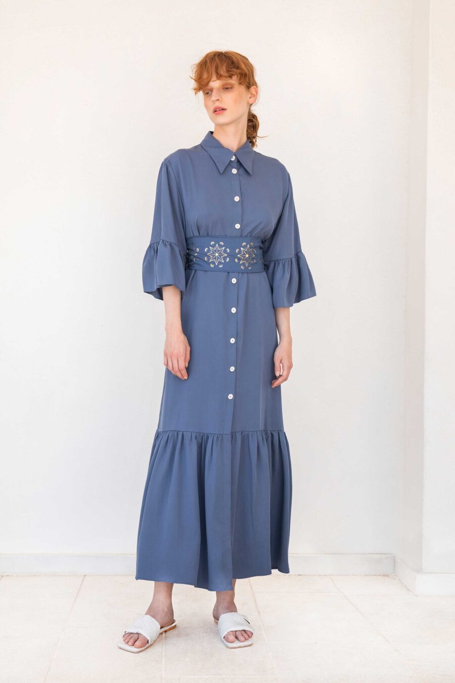 Blue bamboo shirtdress sustainable fashion