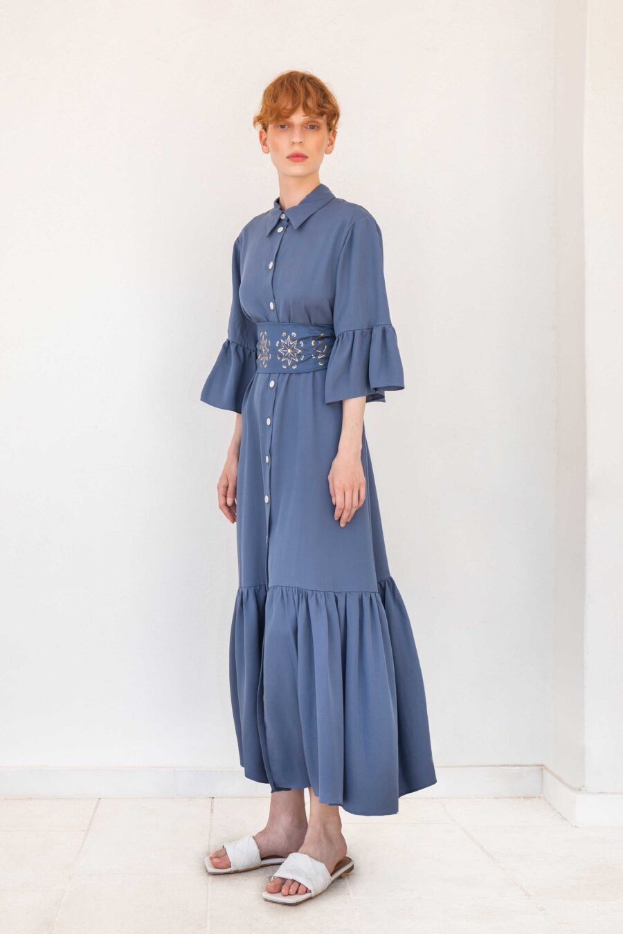 Blue bamboo shirtdress sustainable fashion - Image 2