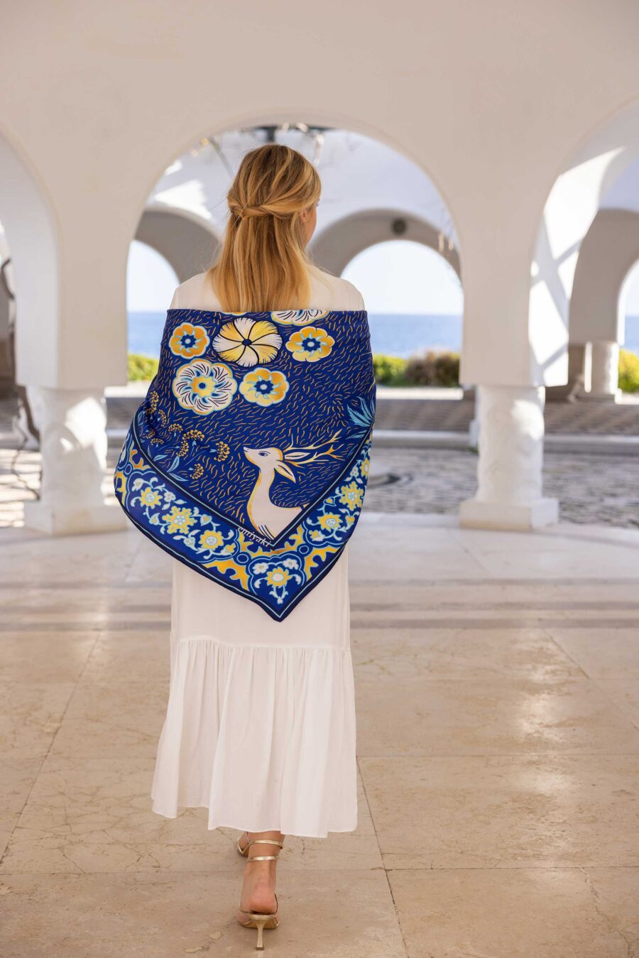 Deer blue silk scarf - Image 3