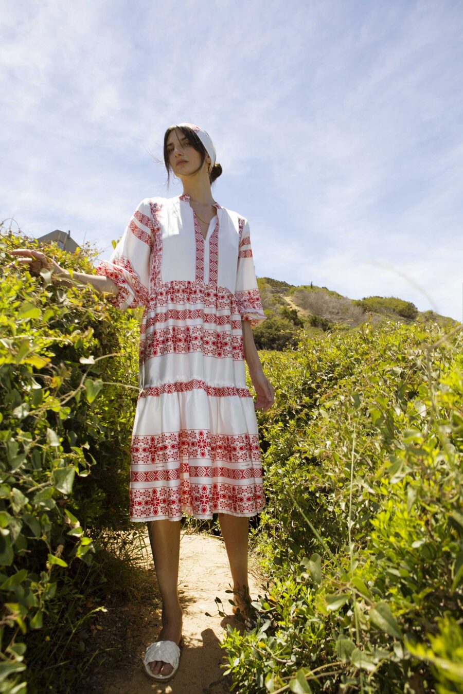 Mitos red Shirtdress volan short